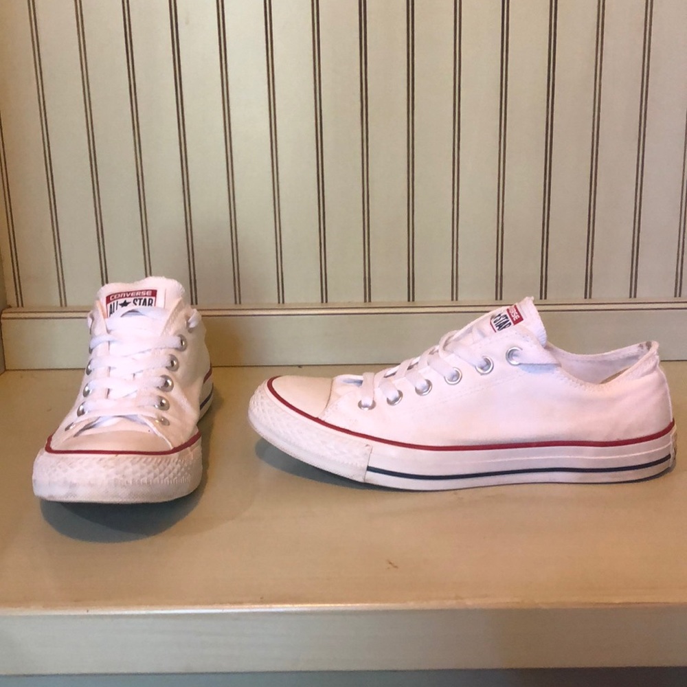 White Converse w/ Blue & Red Trim